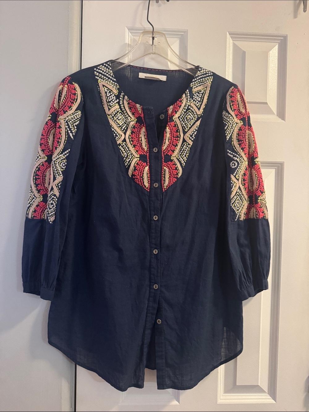 Anthropologie Heihei Cotton Embroidered Blouse